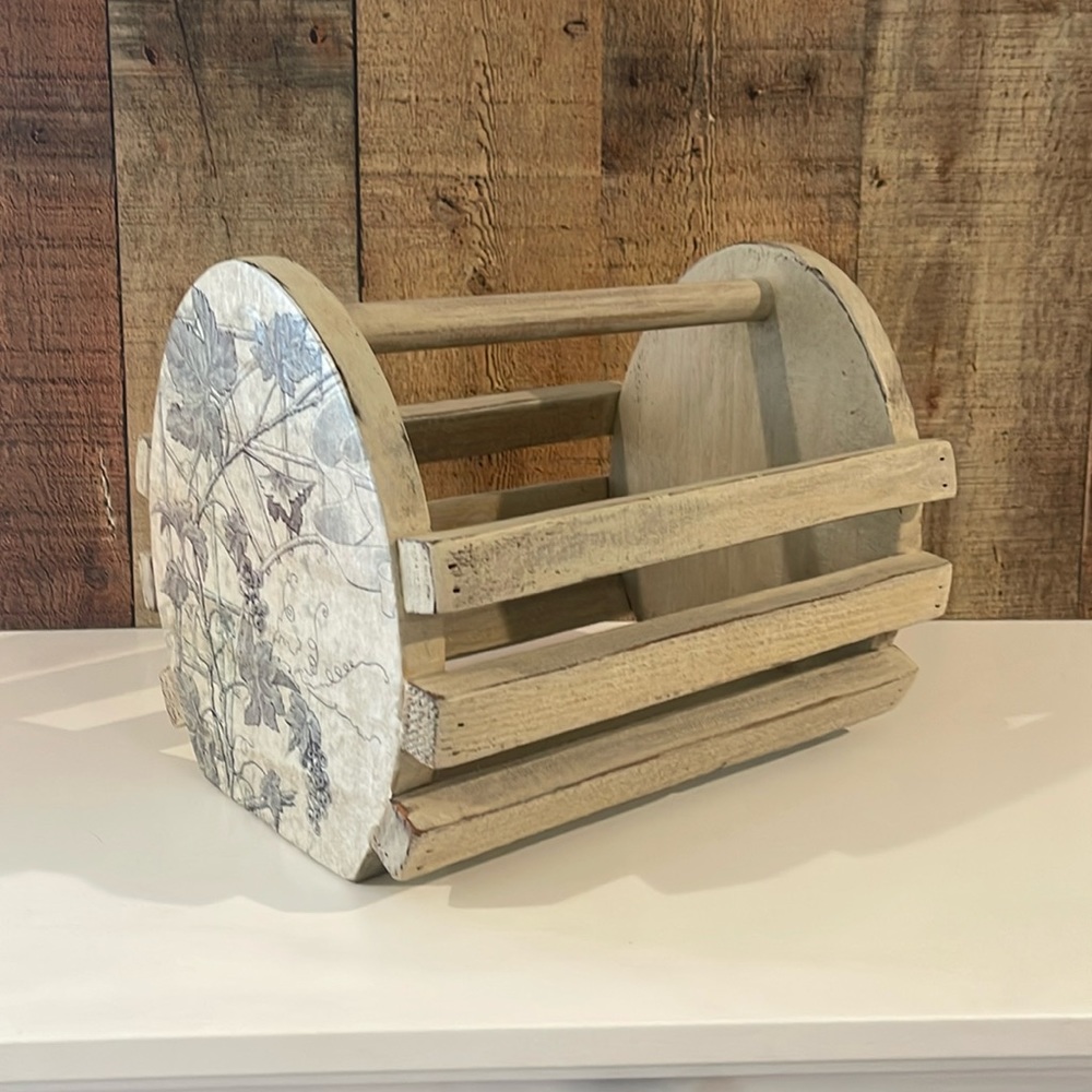 Upcycled wooden tote/basket